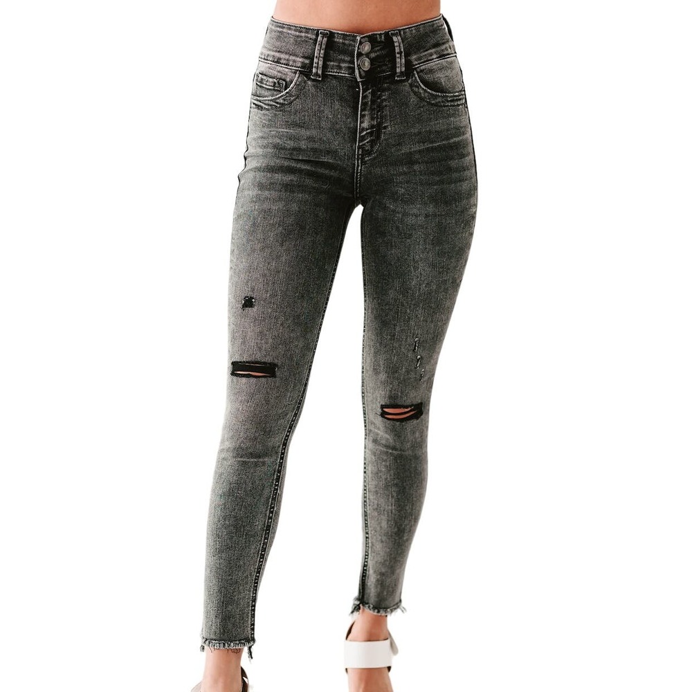 Vervet ACID wash faded black - Denim Skinny - Double button - Size 5